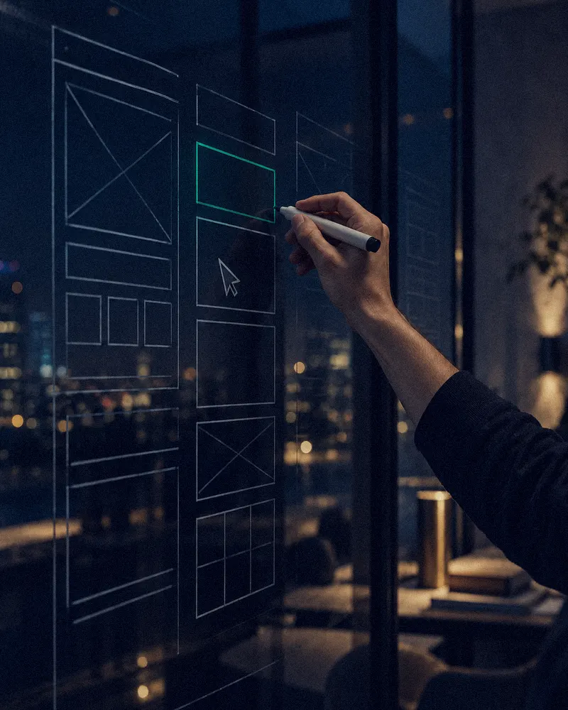 Wireframes e design de interface em studio